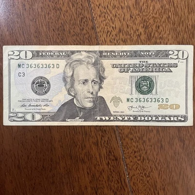 Fancy Serials Numbers “BINARY” $20 2013 MC(36363363)D 🔥 🔥 Collectors 💎 💎 - Image 1 of 4