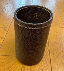 Louis Vuitton VTG Taiga Pen Holder Stationery Desk Pencil Wine - Picture 1 of 7