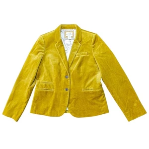 J Crew Schoolboy Velvet Blazer Mustard Yellow 12 Work Career  Buisness Casual - Picture 1 of 15