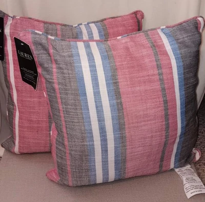 NWT Lauren Ralph Lauren Indoor Outdoor Throw Pillows Stripes 20" X 20" Nautical - Image 1 of 4