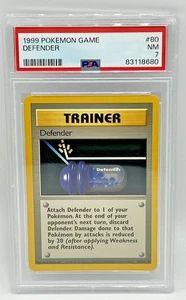 Pokémon 1999 Base Set DEFENDER TRAINER  80/102 PSA 7 NM - Picture 1 of 2