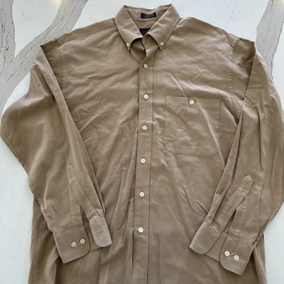 Vintage Chaps Ralph Lauren Men’s Button Up Shirt Size Large Khaki Cotton Linen - Image 1 of 4