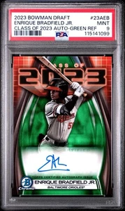 Bowman Draft 2023 Enrique Bradfield Jr. Clase de 23 refractor verde automático PSA 9 - Imagen 1 de 3