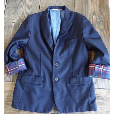 Blazer Nordstrom Niños 12 Azul Marino Lana Forrado a Cuadros Traje Chaqueta Abrigo Preppy Heritage Foto 1 de 4