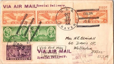 CANAL ZONE Entrega Especial 1937 escaso USS CRAVEN Marina Foto 1 de 2