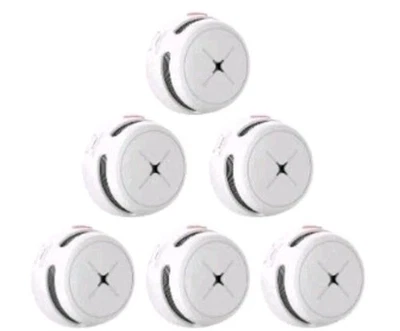 AEGISLINK Smoke Detector S500, 10 year Battery, Photoelectric - 6 Pack (White)