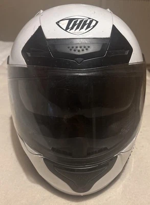 THH Motorcycle Helmet White Size M Flip Up Visor - Image 1 of 4