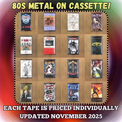 BUILD UR OWN CASSETTE LOT 80s METAL GLAM - ALL TAPES $5 AND UP - OVER 200 HITS! - Image 1 of 3