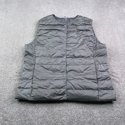 Chaleco Uniqlo Mujer XL Gris Frente a Presión Ultraligero Abajo Puffer Ligero Foto 1 de 4