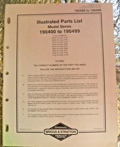 Lista de piezas ilustradas Briggs & Stratton para modelo 190400 a 190499 - Imagen 1 de 3