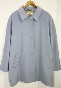 Aquascutum Light Blue Wool Cashmere Angora Coat Overcoat Size Large L - Picture 1 of 7