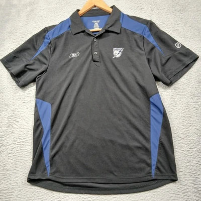Tampa Bay Lightning Shirt Mens Large Black Blue NHL Hockey PlayDry Polo Reebok - Image 1 of 4
