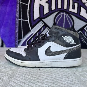 Size 12 - Nike Air Jordan 1 Mid SE Panda Elephant Men's Sneakers Black/White - Picture 1 of 8
