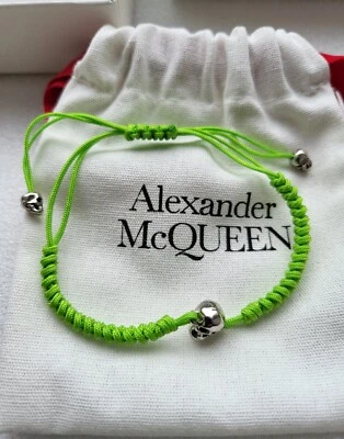 Alexander McQueen men's / unisex Skull Friendship Green bracelet. BNIB - Image 1 of 4