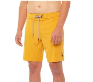 NWT Spyder Men's Yellow Heat Seal Swimming Boardshorts Logo Pockets Size L - Picture 1 of 12