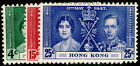 Hong Kong Sg137-139, 1937  Coronation Complete Set, Lh Mint. Cat £20.
