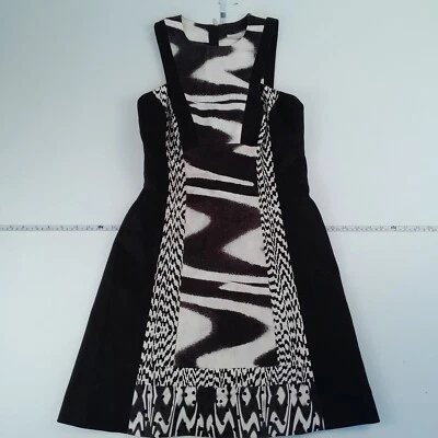 Vestido KAREN MILLEN 12 negro sin mangas hasta la rodilla patrón - Imagen 1 de 4
