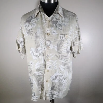 Marc Edwards Shirt Mens Large Washable Linen Hawaiian Button Floral Short Sleeve - Image 1 of 4