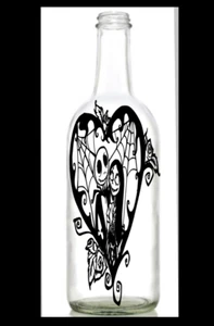 Vinyl Decal/Sticker Wine bottle diy JACK &SALLY NIGHTMARE BEFORE CHRISTMAS heart - Picture 1 of 2