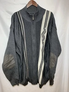 SilverSilk Mens 4XL Sweater Cardigan Gray With Elbow Patches , Zip Pockets - Picture 1 of 4