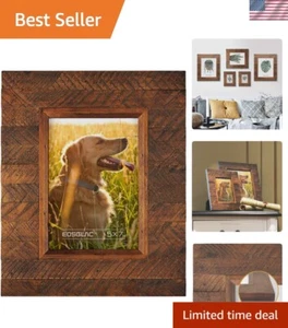 Elegant 5x7 Rustic Wood Frame with Glass Cover - Perfect for Home Decor Displays - Picture 1 of 10