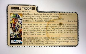GI Joe Recondo File Card Vintage Action Figure Accessory Part 1984