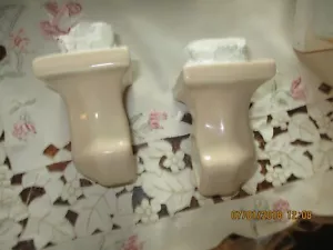 Art Deco Porcelain BEIGE Ceramic Towel Bar ENDS - Picture 1 of 4