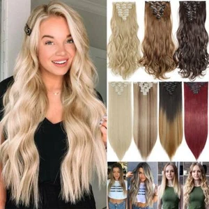MEGA Thick 17-26Inch Long Straight wavy as Remy Human Hair Piece Hair Extensions - Picture 1 of 67
