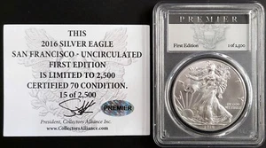 2016(S) Silver Eagle certified MS 70 PCGS! Premier 1st Edition! 30th Anniv! 0150 - Picture 1 of 5