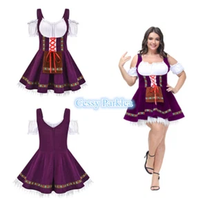 X-C1-3 Plus-Size German Oktoberfest Bavarian Dirndl Lederhosen Beer Maid Costume - Picture 1 of 9