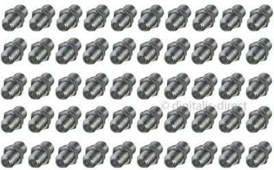 50 F TO F CONNECTORS BACK TO BACK SATELLITE CABLE JOINER BARRELS WIRE CONNECTOR - Image 1 of 4