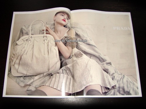 PRADA 2 pagine STAMPA ANNUNCIO PRIMAVERA 2006 SASHA PIVOVAROVA Steven Meisel BELLA RAGAZZA