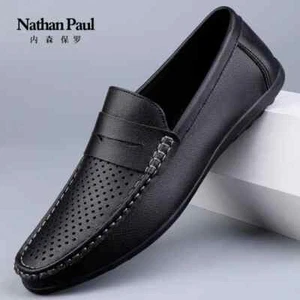 Genuine Leather Men's Casual Shoes Flats Loafers Soft Moccasins Driving Shoes - Picture 1 of 26