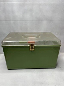 Vintage Retro Green Wil-Hold Clear Lid Sewing Box 2 Trays Wilson Mfg Corp USA - Picture 1 of 12
