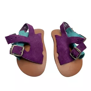 McKids McBaby Girls Infant baby 3 Months LEather Sandals Shoes Purple Blue Suede - Picture 1 of 4