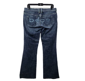 Vintage BEBE Y2K Spell out Strass Charlotte Slim Flare Denim Jeans 30 USA - Bild 1 von 23