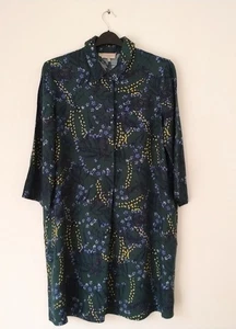 Hobbs Womens Marcia Floral Shirt Dress Size 14 Green Slit Pockets 3/4 Sleeves - Picture 1 of 14