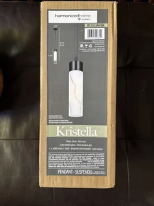 Kristella Matte Black And Grey Marble Glass Pendant Light - Picture 1 of 3