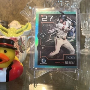 2025 BOWMAN CHROME BRYCE ELDRIDGE SCOUTS' TOP 100 AQUA REFRACTOR 104/125 GIANTS - Picture 1 of 2