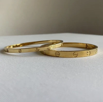 Armreif L,O,V,E Stainless Steel 18K plated Gold Rosé Gold 17" 4mm und 6mm - Bild 1 von 2