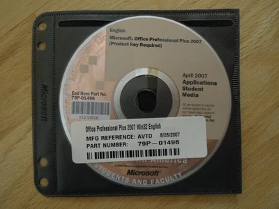 Office Professional Plus 2007 + Key Software Applications Student Media Disc - Image 1 of 3