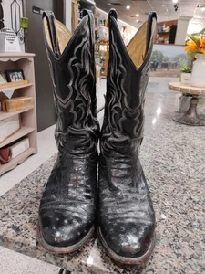 Tony Lama Stiefel Herren Größe 8.0EE Schwarz Straußenleder Western Cowboy - Bild 1 von 10