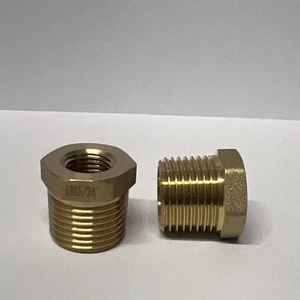 2 Pack - 1/2 Inch Male - 1/4 Inch Female Brass Thread BSP BUSH - Picture 1 of 4