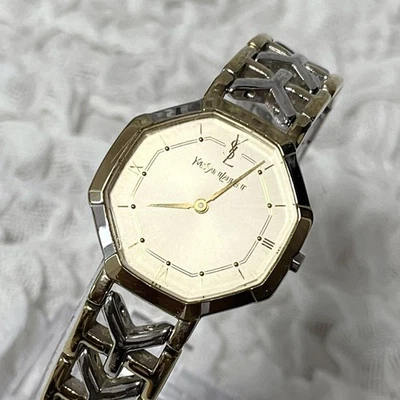 Reloj Pulsera Yves Saint Laurent Octágono Cuarzo Plata Tono Dorado Unisex Foto 1 de 4