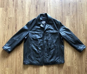 Wilsons Leather Mens Black Leather Jacket Car Coat Y2K Size XXL - Picture 1 of 13