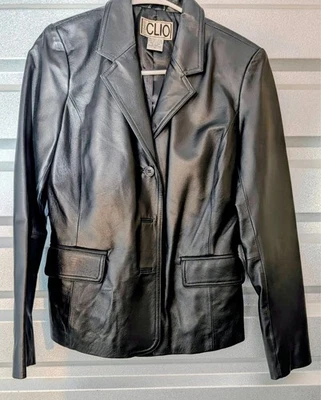 Chaqueta Vintage CLIO Cuero Genuino Cremallera Completa Talla Mediana Forrada Excelente Estado Foto 1 de 3