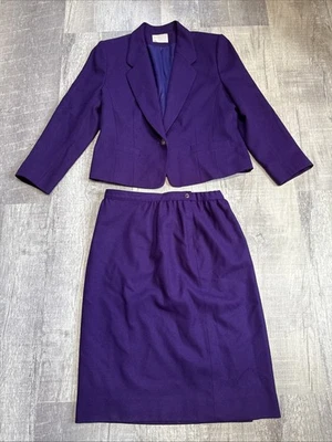 Conjunto de traje falda de lana púrpura Pendleton de 2 piezas para mujer talla 12 Petites Woolen Mills Foto 1 de 4