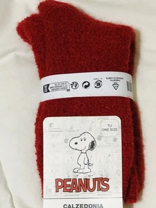 Red Snoopy & Woodstock House Socks By CALZEDONIA  Ankle Socks Peanuts New w/Tags - Picture 1 of 4