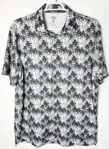 1764 Golf Polo Shirt Mens XL All Over Print Palm Trees Black And Gray Hawaiian - Picture 1 of 4