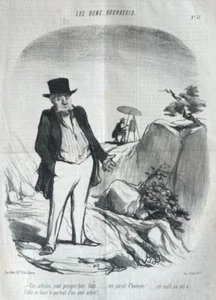 Antique Print 19th century Daumier, Bons Bourgeois, Artistes sont presque Fous - Picture 1 of 8